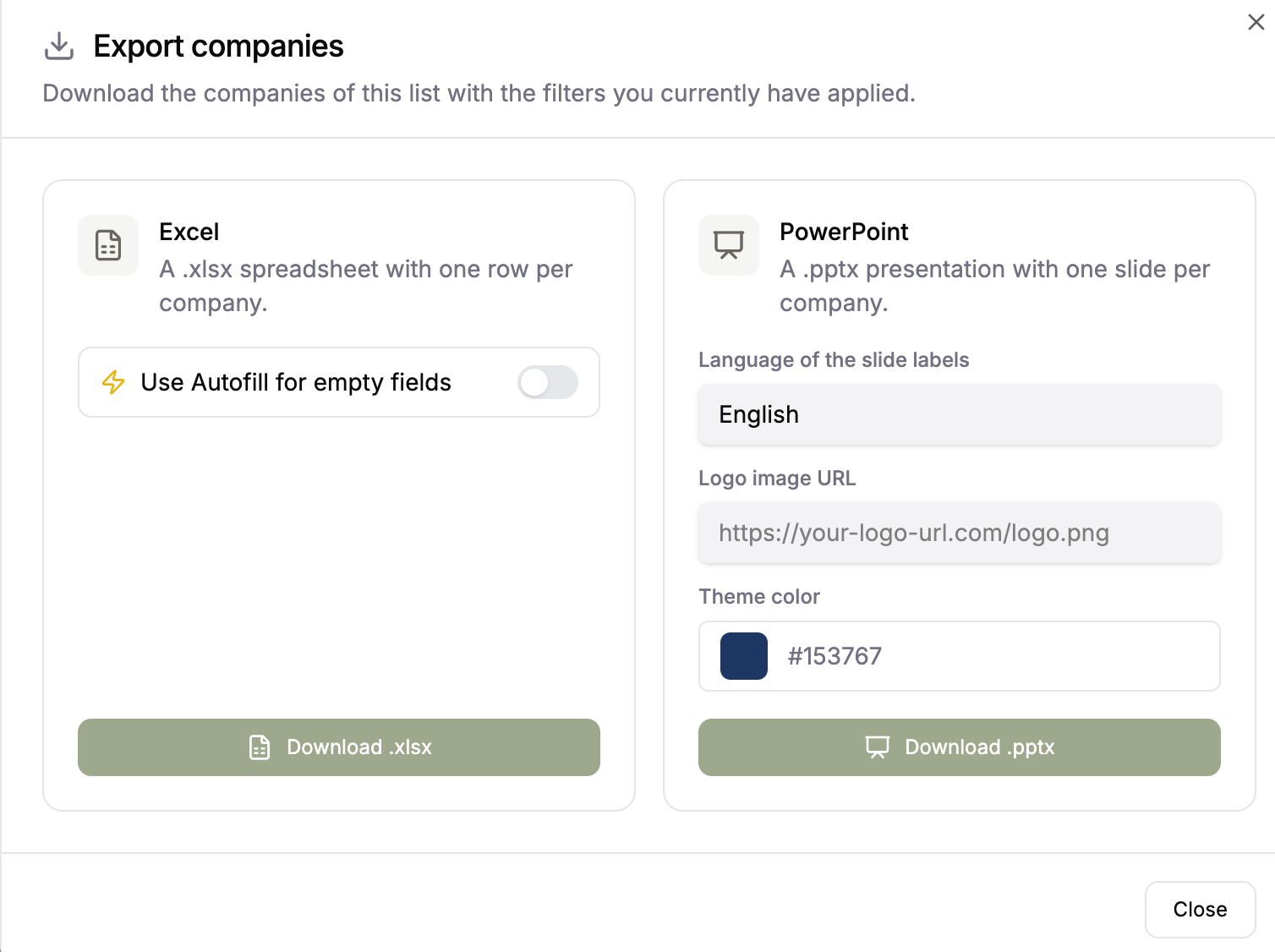 Coopsaas — Excel & PowerPoint export