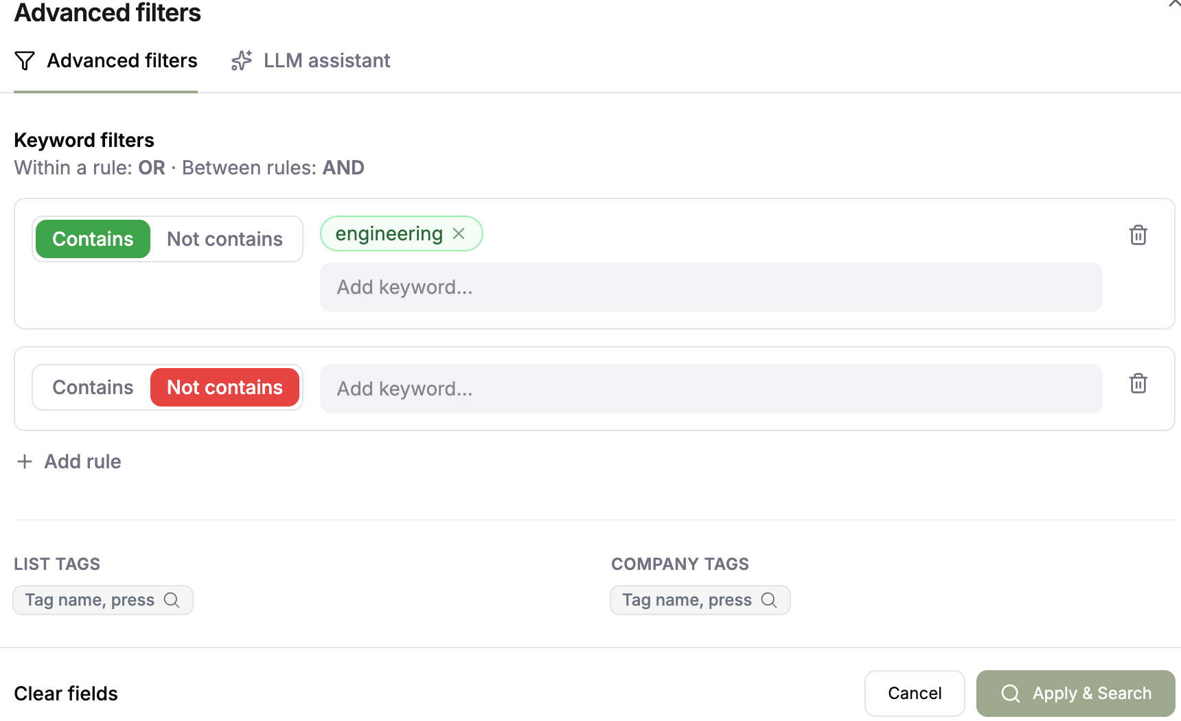 Coopsaas — Filtering engine